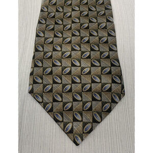 Van Heusen 100% Silk Tie Geometric print Brown Gold Blue‎ Colors, 61 inches